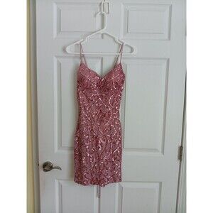 Windsor Rose Pink Sequin Spaghetti Strap Mini Dress M